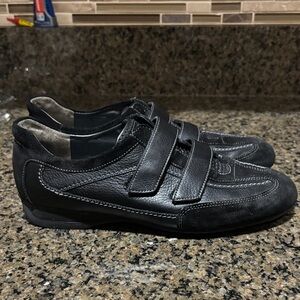 Paul Green Black Leather munchen Strap Sneakers (Unisex)